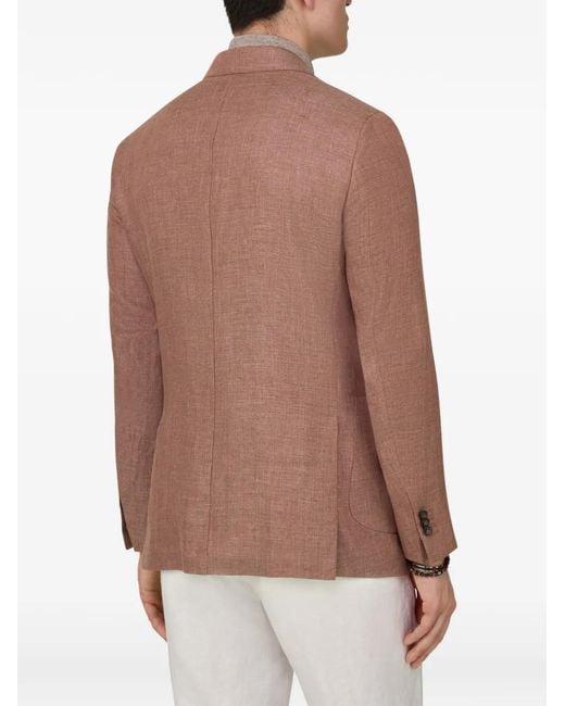 Boggi Brown Single-Breasted Linen Blazer for men