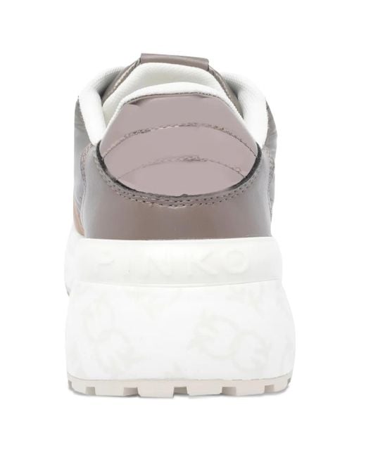 Pinko Gray Metallic-Panel Chunky-Sole Sneakers