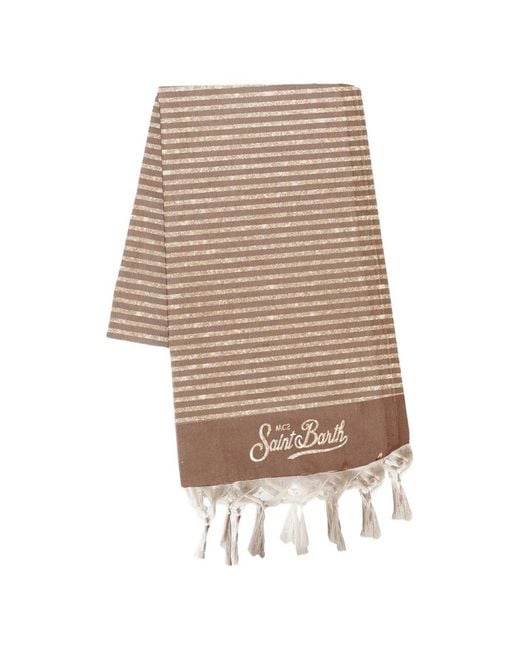 Mc2 Saint Barth Natural Striped Fringed Beach Towels