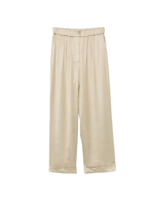 Peserico Natural Satin-Finish Turn-Up Trousers