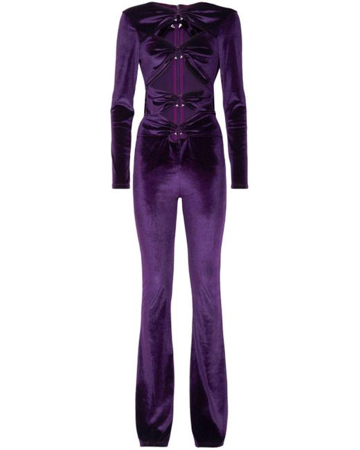 Philipp Plein Purple Cut Out-detail Long-sleeve Jumpsuit