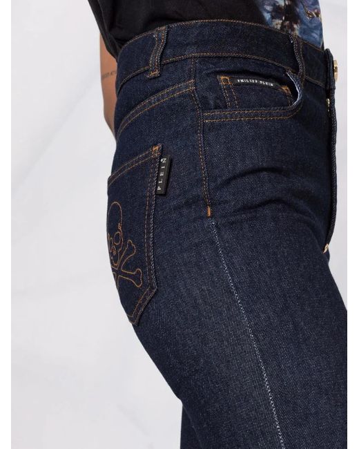 Philipp Plein Blue High-Waisted Flared Jeans