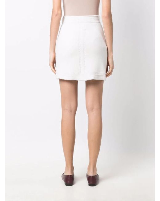 Barrie Mini-Rok Met Contrasterend Stiksel in het White