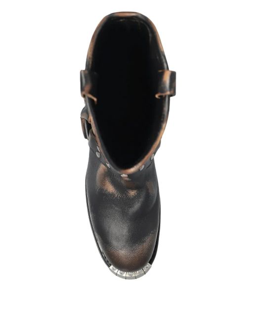 DSquared² Black Studded Leather Biker Boots for men