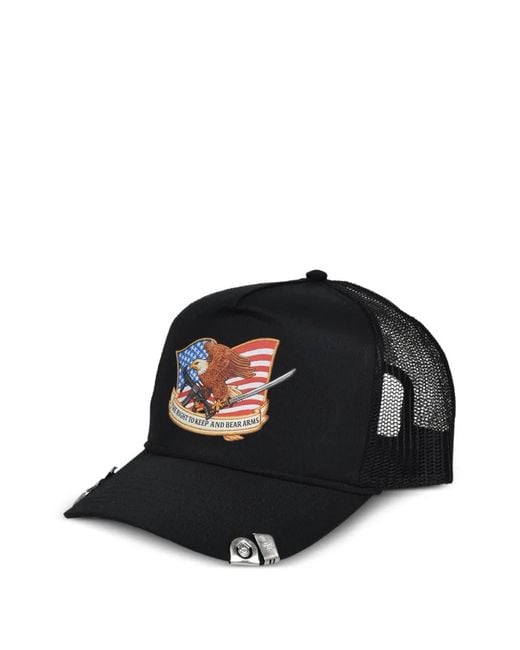 Marking Distance Black Mesh-Panel Clip-Detail Cap for men