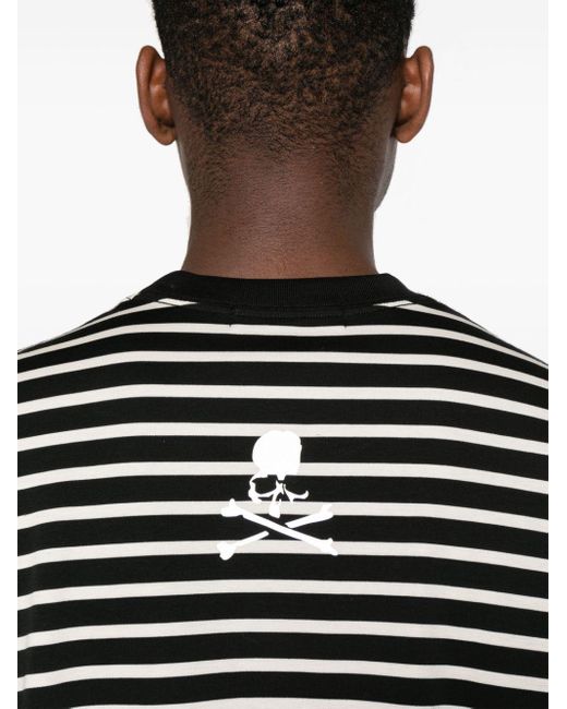 Mastermind Japan Black Logo-print Striped T-shirt for men