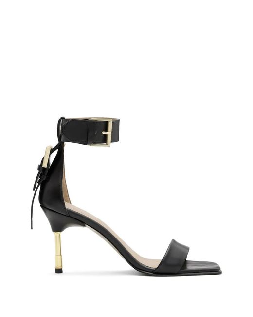 AllSaints Black Buckle-Strap Square-Toe Sandals