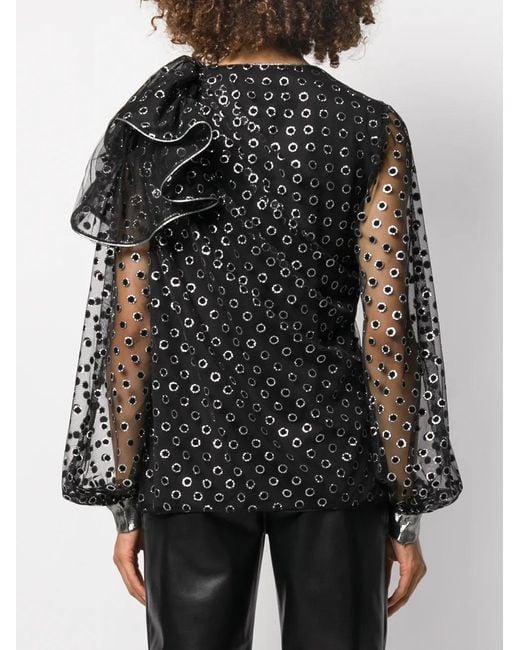 Alberta Ferretti Black Eyelet Detail Blouse