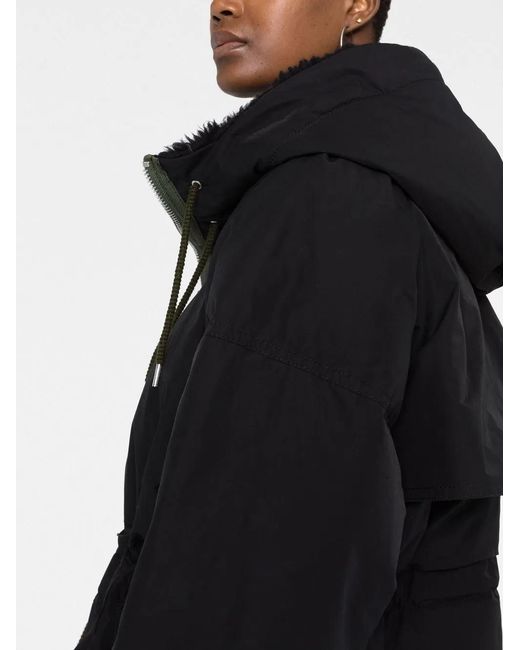 Sacai Black Drawstring Hooded Parka