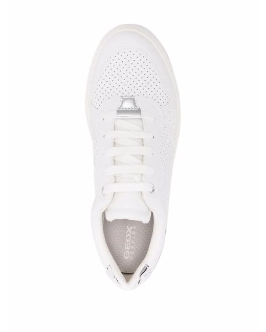 Geox White Nhenbus Leather Sneakers