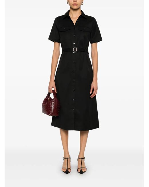 Theory Black Twill-Weave Midi Dress