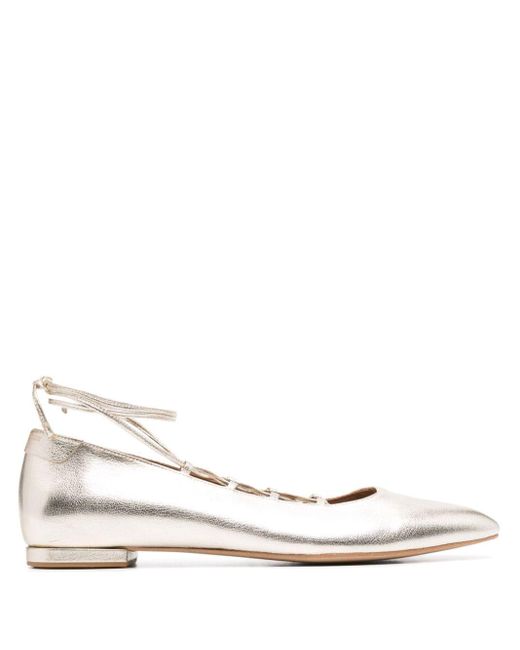 Claudie Pierlot Natural Metallic Leather Ballerina Shoes