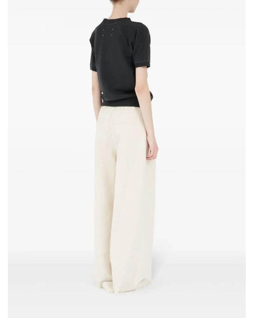 Maison Margiela Black Sweat En Coton À Logo Imprimé