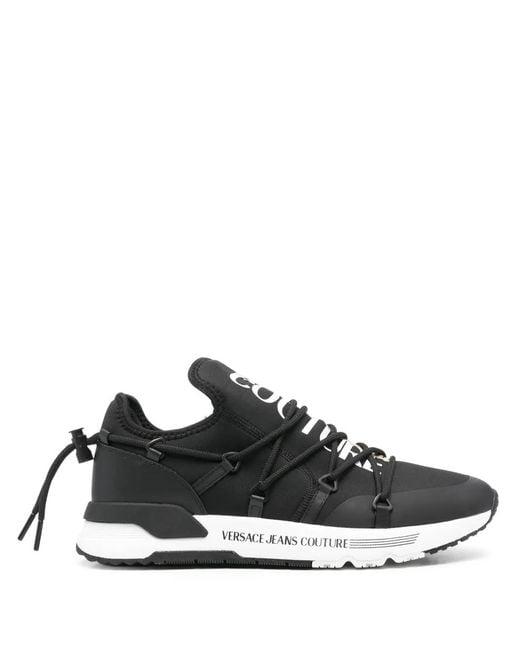 Versace Jeans Couture Black Logo-Print Sneakers for men
