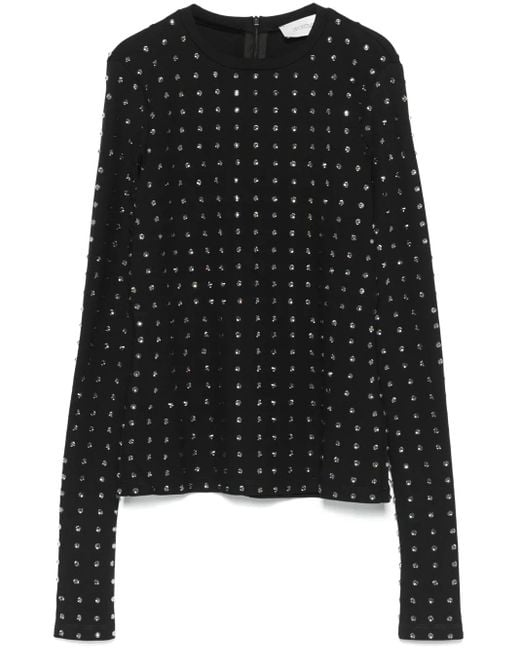 Sportmax Black Long-Sleeved Top With Rhinestone Embellishments