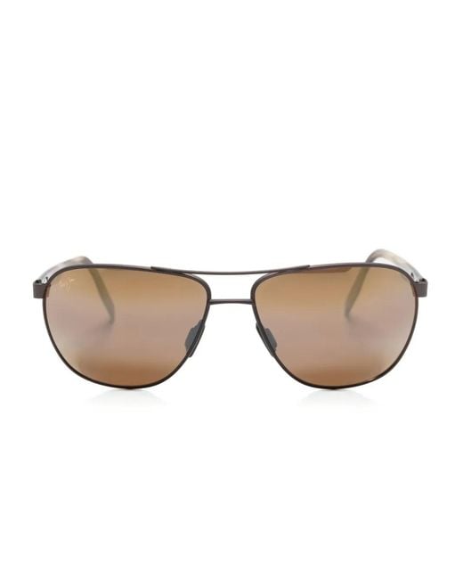 Maui Jim Brown Castles Pilot-Frame Sunglasses for men