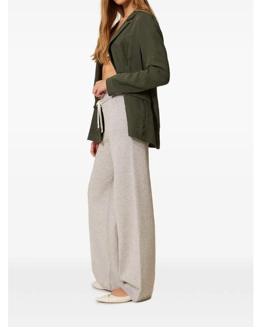 Twinset White Knit Trousers With Drawstring