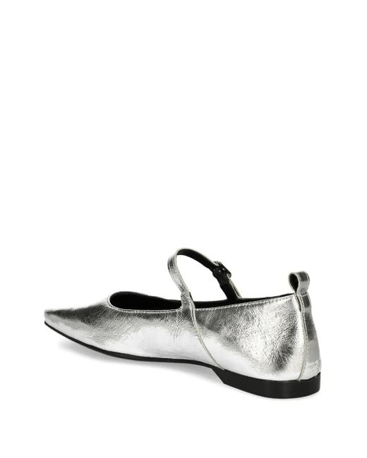 Vagabond White Delia Buckle-strap Square-toe Ballet Flats