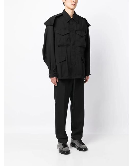 4SDESIGNS Black Contrasting Panel-Detail Jacket for men