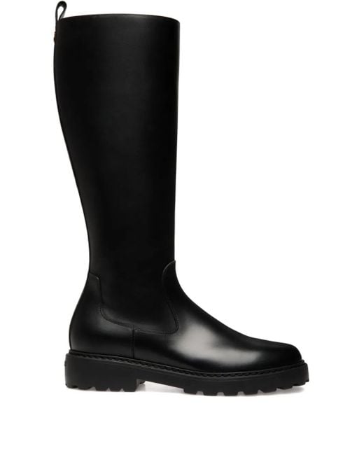 Bally Black Logo-Plaque Leather Boots
