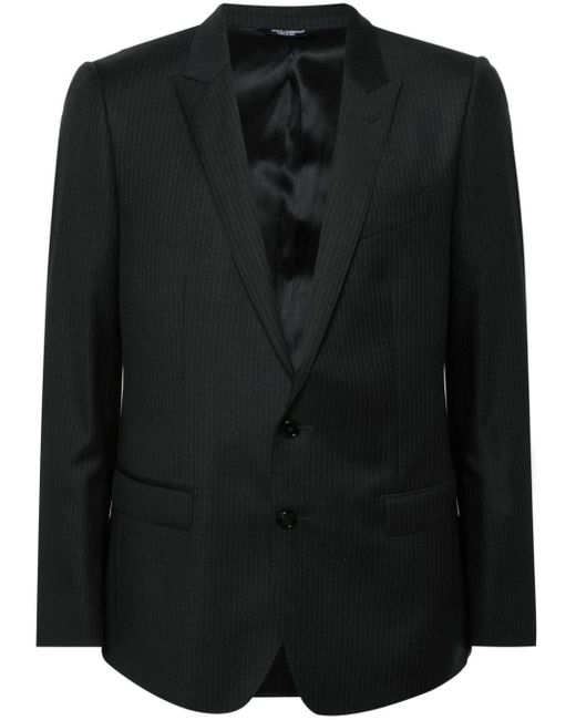 Dolce & Gabbana Black Pinstriped Virgin-wool Blazer for men