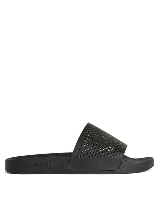 Karl Lagerfeld Black Leather Slides