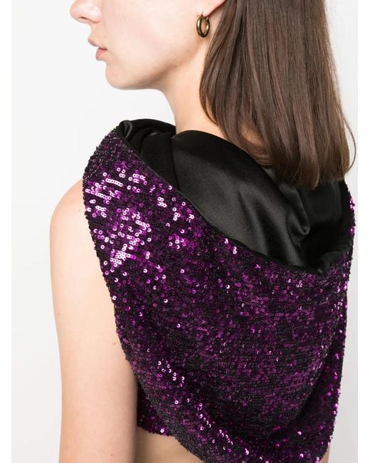 Nervi Purple Sequin-Embellished Crop Top