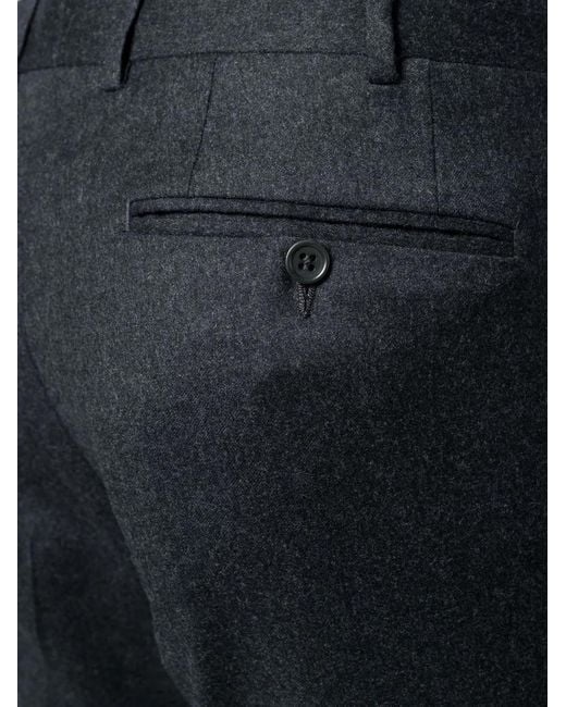 Canali Blue Pressed-Crease Tailored Trousers for men