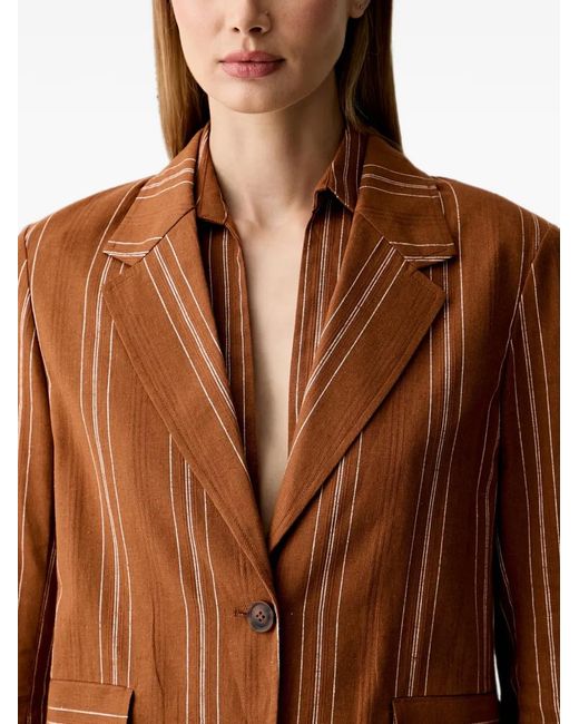 Benetton Brown Pinstripe-Pattern Notched-Lapel Blazer