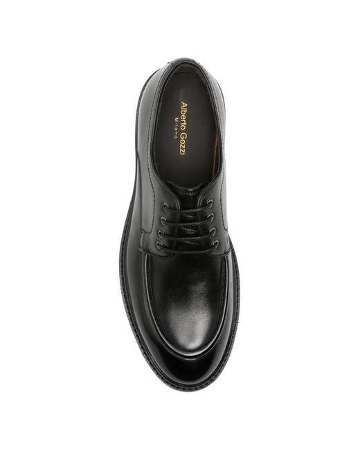 Alberto Gozzi Black Apron-Toe Chunky-Sole Lace-Up Shoes for men