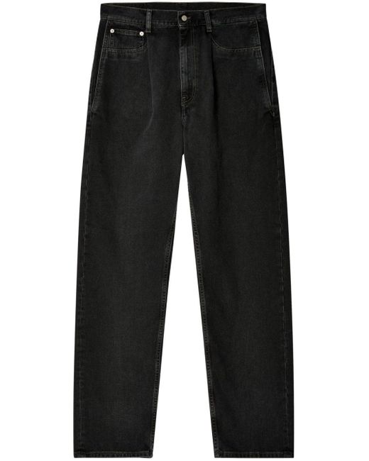 Hed Mayner Black Pleat-detail Straight-leg Jeans for men