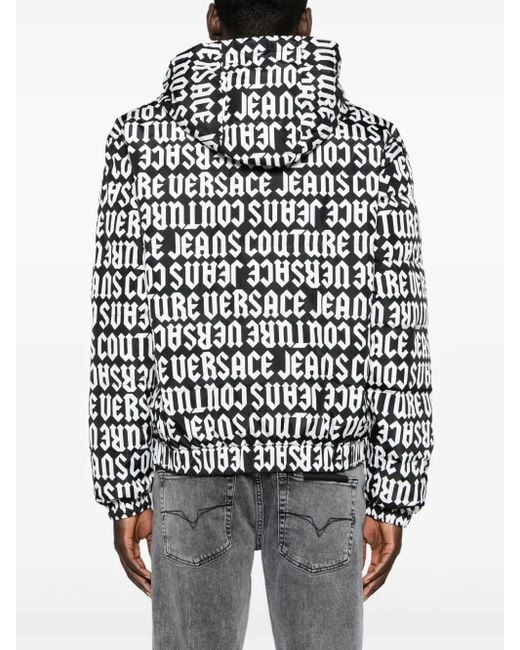 Versace Jeans Couture Black Reversible Hooded Puffer Jacket for men