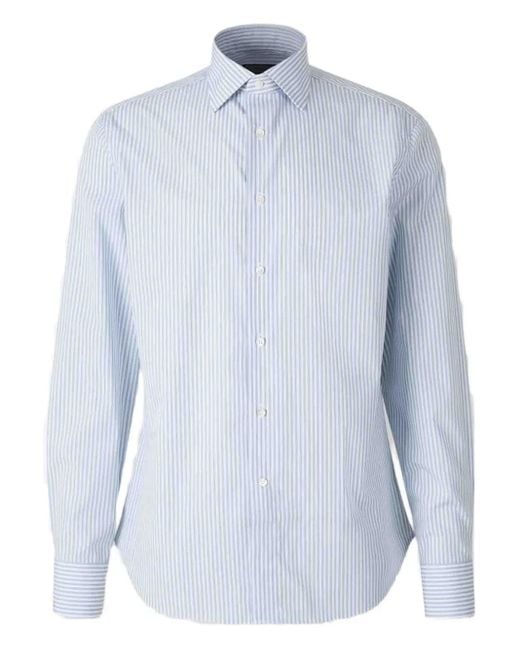 Canali Blue Stripe-Pattern Shirt for men