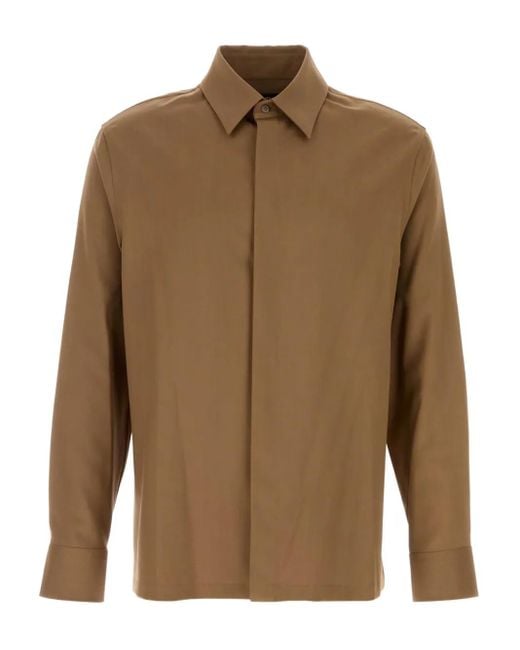 Fendi Men's Brown Buttoned Long-Sleeve Shirt