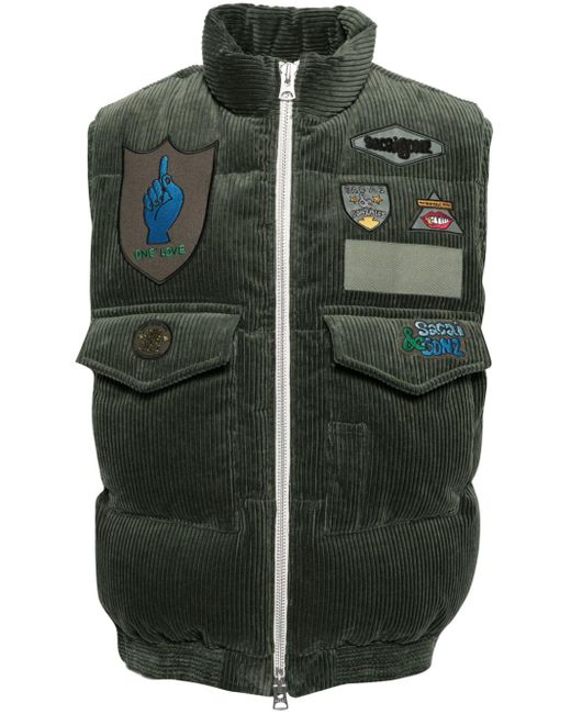 Sacai Green Corduroy Padded Down Gilet for men