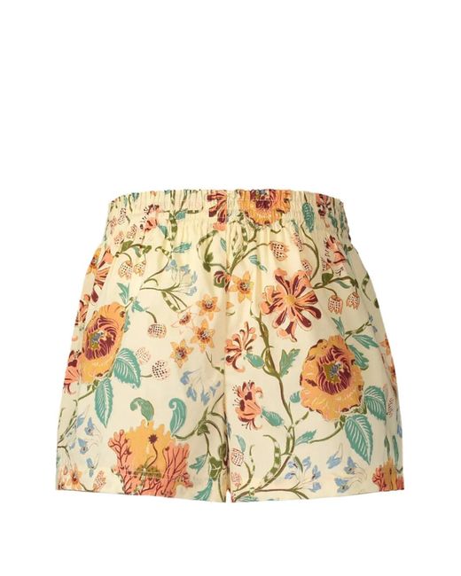 Ulla Johnson Yellow Marnie Floral-Print Mini Shorts