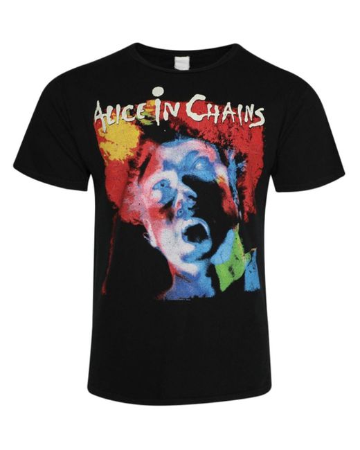 MadeWorn Black Alice In Chains-print Cotton T-shirt for men