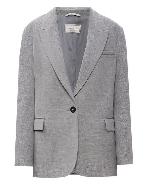 Peserico Gray Button Single-Breasted Jacket