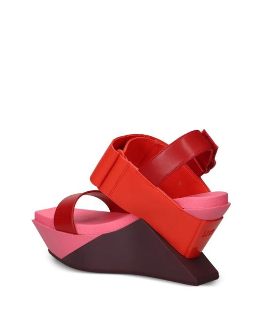 United Nude Pink Delta Wedge Touch-Strap Wedge Sandals