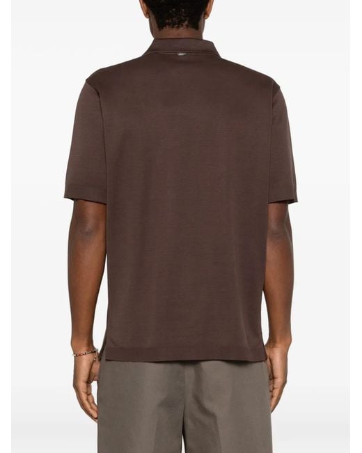 Herno Brown Short-Sleeve Polo Shirt for men