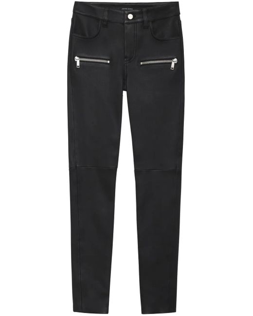 Anine Bing Black Remy Leather Skinny Trousers