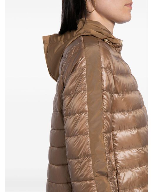 Herno Brown A-line Quilted Hooded Jacket