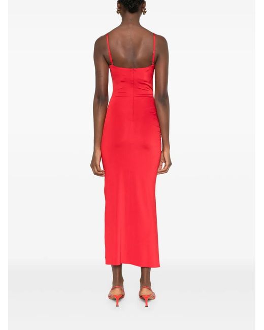 Nissa Red Cut-Out Midi Dress