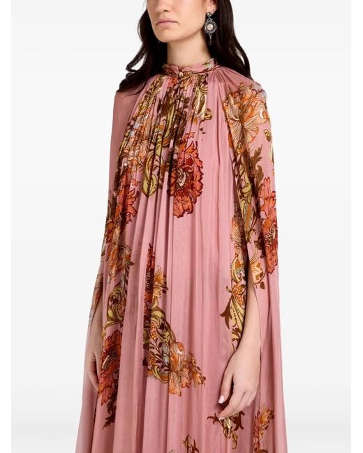 Hemant & Nandita Red Sula Floral-Print Maxi Dress