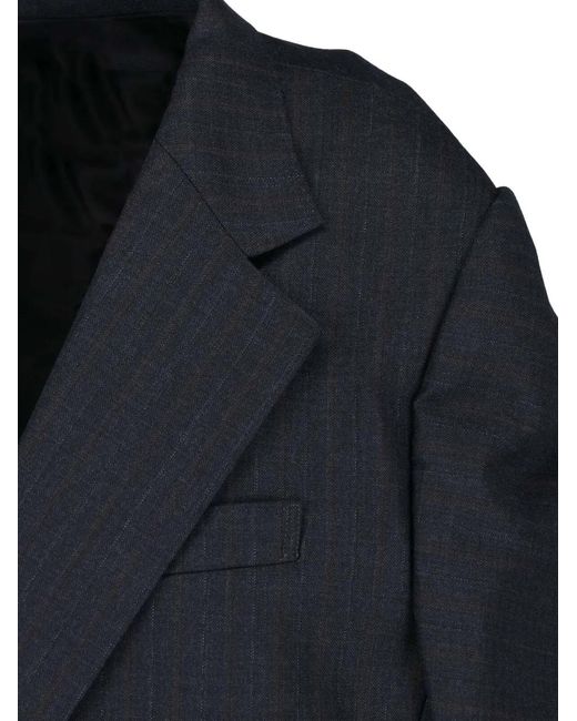 Junya Watanabe Black Pinstripe-Pattern Cape-Style Jacket