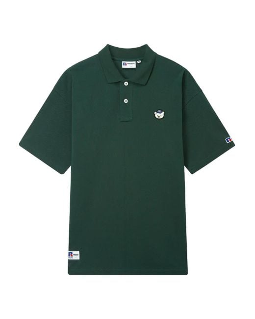 Chocoolate Green X Russell Athletic Logo-Patch Polo Shirt for men
