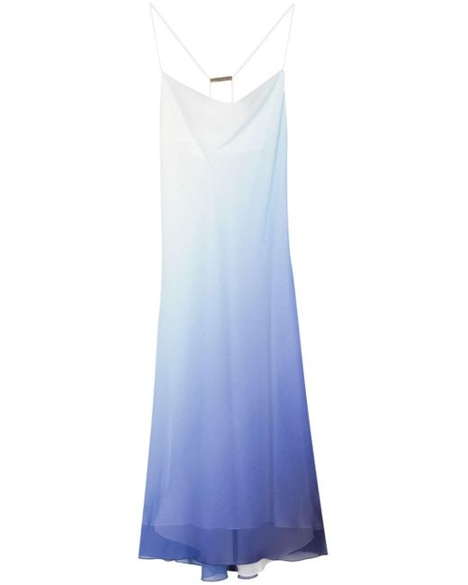 Patrizia Pepe Blue Ombré-effect Chiffon Midi Dress