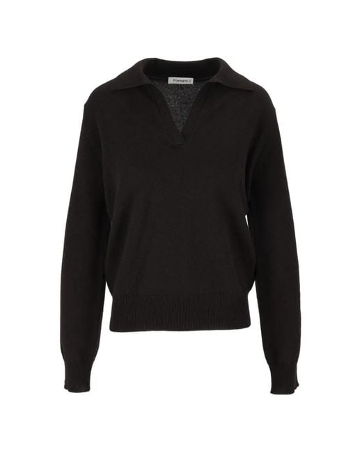 Kangra Black Long-Sleeve Polo Sweater