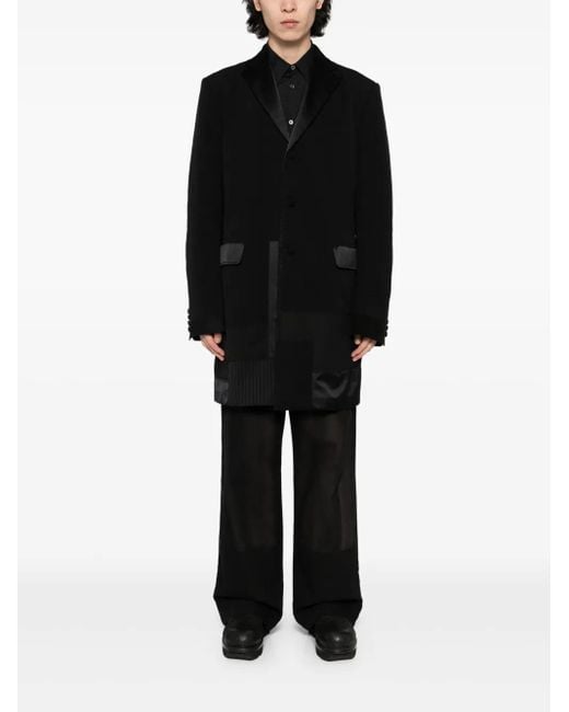 Junya Watanabe Black Patchwork-Design Coat for men
