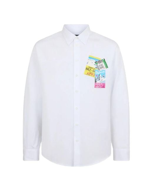 DSquared² White Printed Dropped-Shoulder Shirt for men